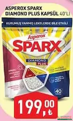 ASPEROX SPARX DİAMOND PLUS BULAŞIK MAKİNESİ TABLETİ KAPSÜLÜ 40'LI fiyat ve kampanya bilgisi